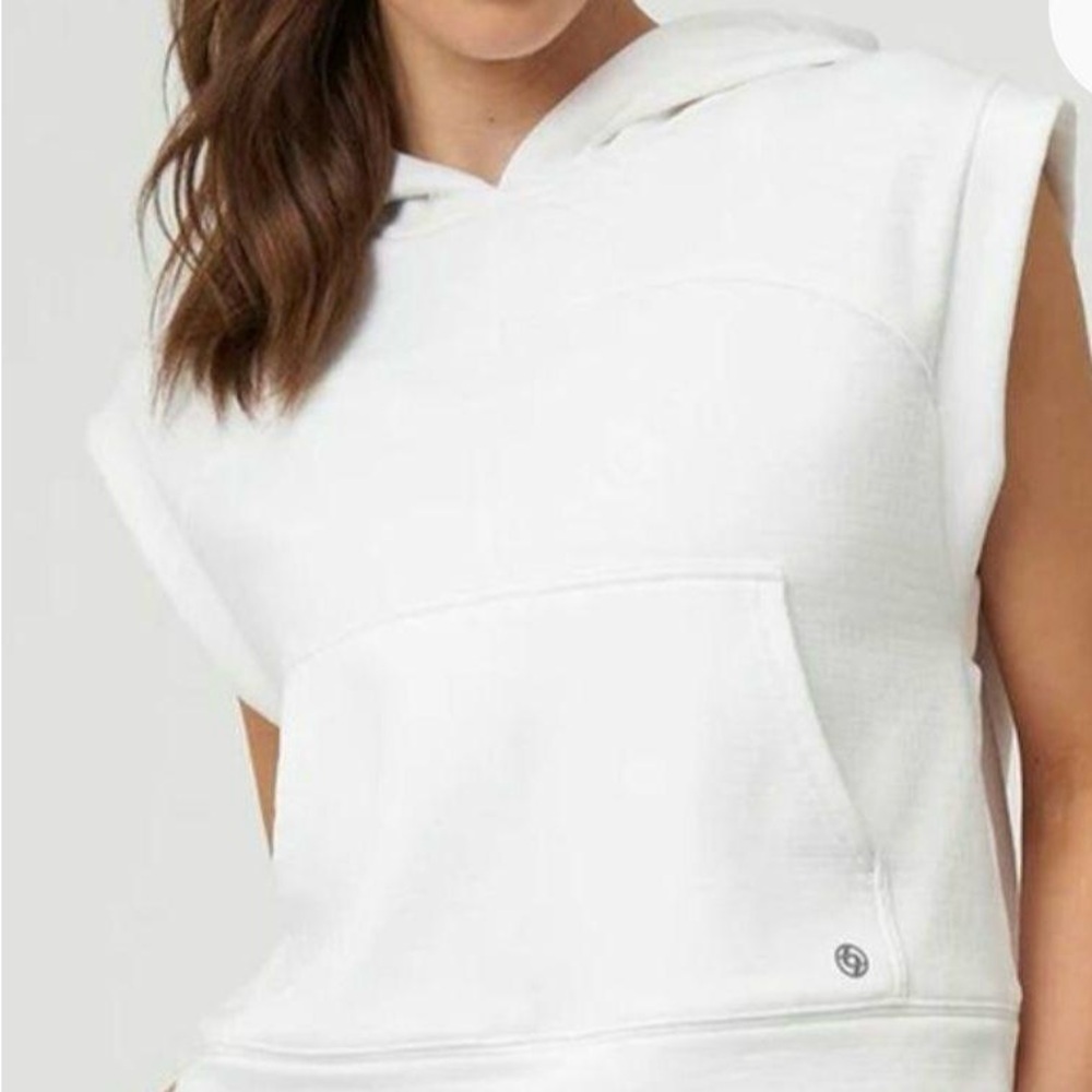 Lija White Sleeveless Hoodie NWOT XSmall